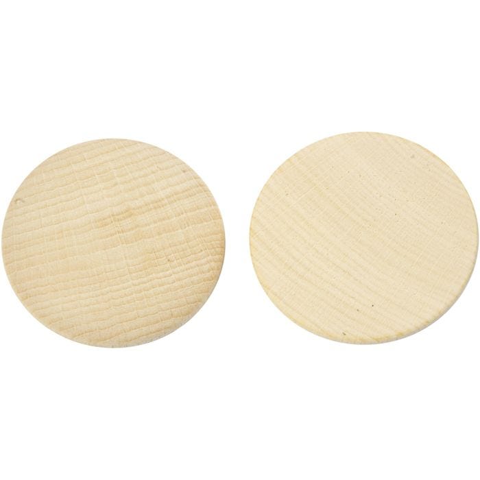 Boutons en bois, d 50 mm, ép. 10 mm, 5 pièces/ 1 Pq.