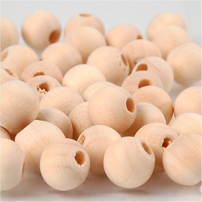Perle en bois, d 10 mm, diamètre intérieur 2,5 mm, 40 pièces/ 1 Pq.