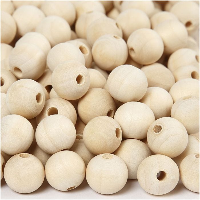 Perle en bois, d 15 mm, diamètre intérieur 3 mm, 500 pièces/ 1 Pq.