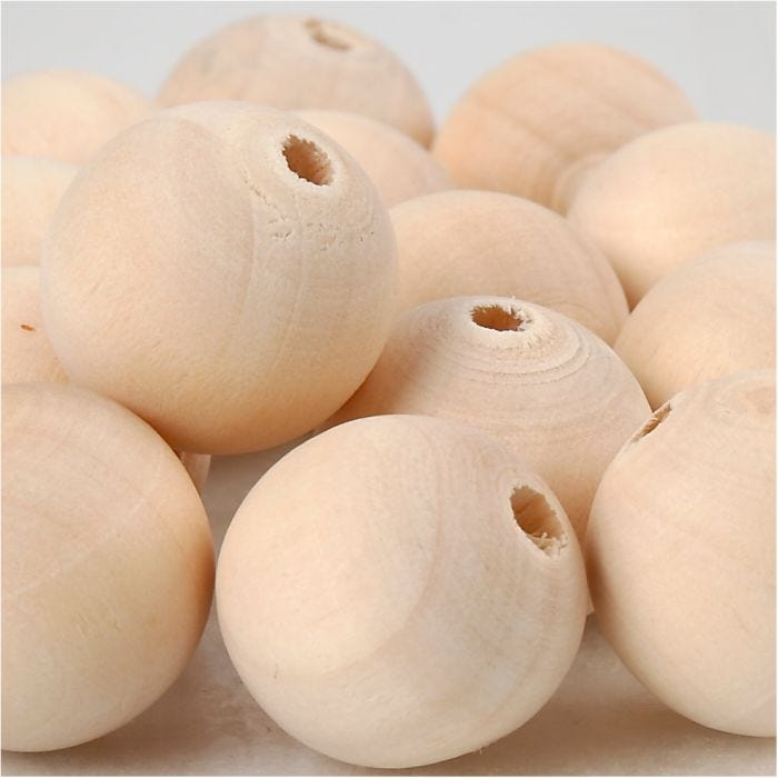 Perle en bois, d 20 mm, diamètre intérieur 4 mm, 14 pièces/ 1 Pq.