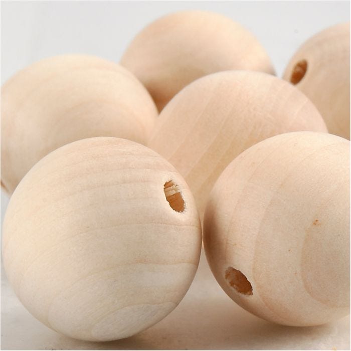 Perle en bois, d 25 mm, diamètre intérieur 4,5 mm, 8 pièces/ 1 Pq.
