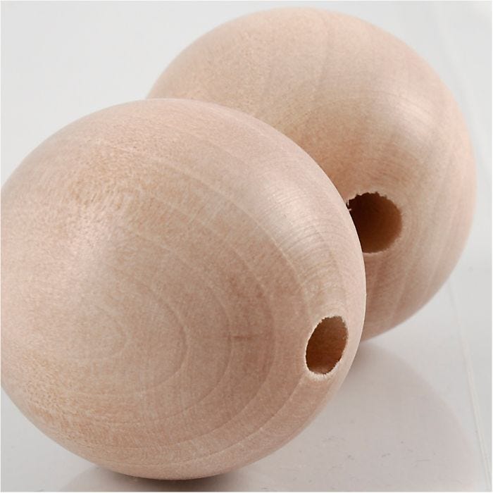 Perle en bois, d 35 mm, diamètre intérieur 6 mm, 2 pièces/ 1 Pq.