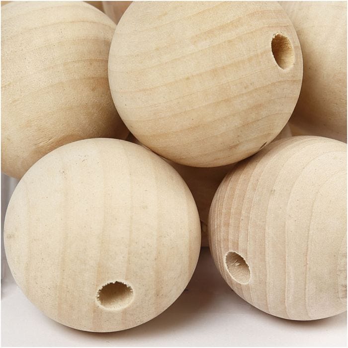 Perle en bois, d 40 mm, diamètre intérieur 7 mm, 30 pièces/ 1 Pq.