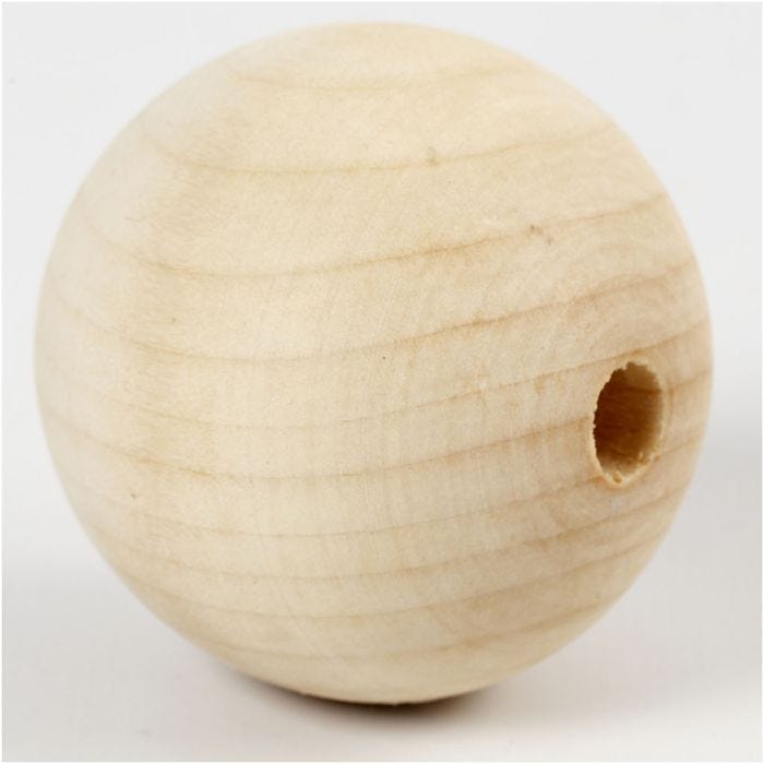 Perle en bois, d 50 mm, diamètre intérieur 8 mm, 4 pièces/ 1 Pq.