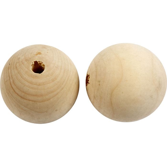 Perle en bois, d 50 mm, diamètre intérieur 8 mm, 20 pièces/ 1 Pq.