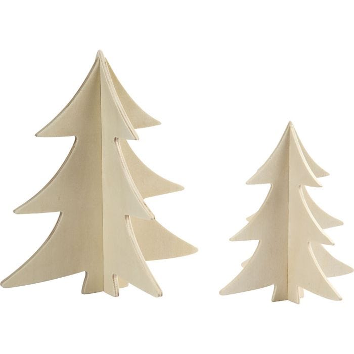 Sapins de Noël, H : 13+18 cm, 2 pièces/ 1 Pq.
