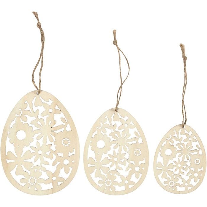 Décorations, H : 8+10+12 cm, L : 6+7,5+9 cm, ép. 3 mm, 3 pièces/ 1 Pq.