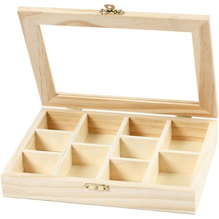 Boîte avec un couvercle en verre, 15,5x20,5x3,5 cm, 4,3x6,6 cm, 1 pièce