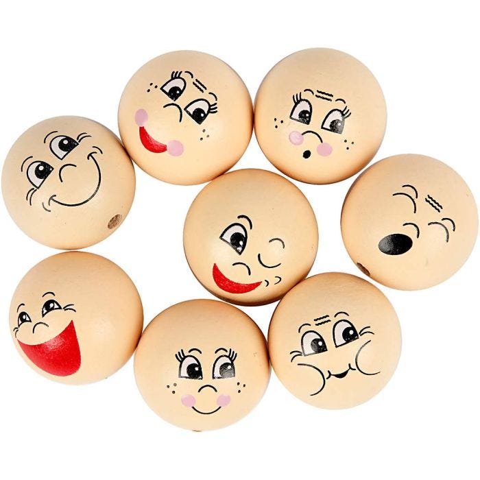 Têtes emoticône, d 30 mm, beige clair, 16 pièces/ 1 Pq.