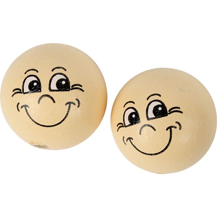 Boules en bois avec visage, d 22 mm, beige clair, 10 pièces/ 1 Pq.