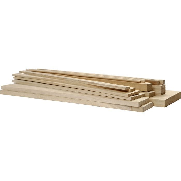 Lattes en bois - Achat en gros, L : 37 cm, L : 1,5-10,5 cm, 194 pièces/ 1 Pq.