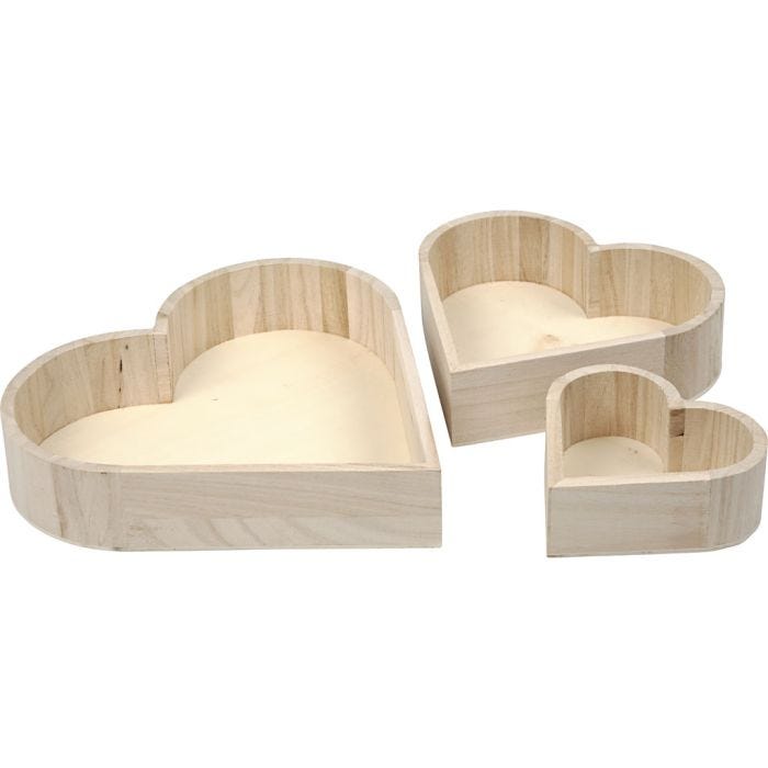 Plats en forme de coeur, H : 13-25 cm, P: 5-5,2 cm, 3 pièces/ 1 Pq.