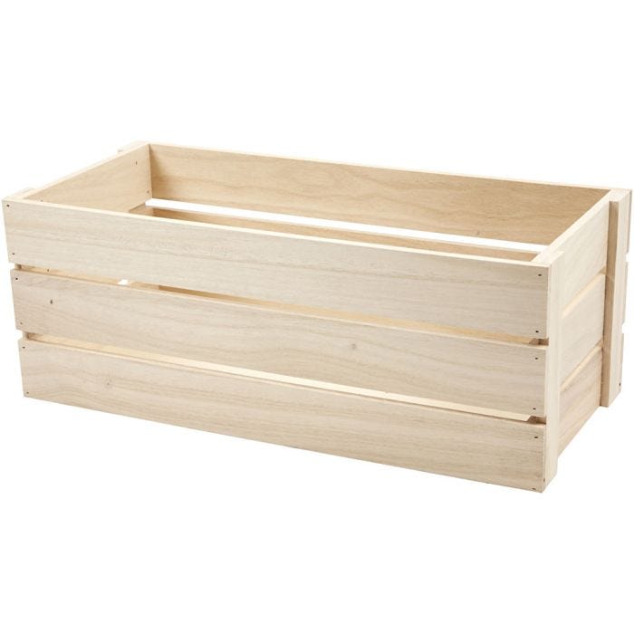 Houten krat, H: 17 cm, afm 45x20 cm, max. 8 kg, 1 stuk