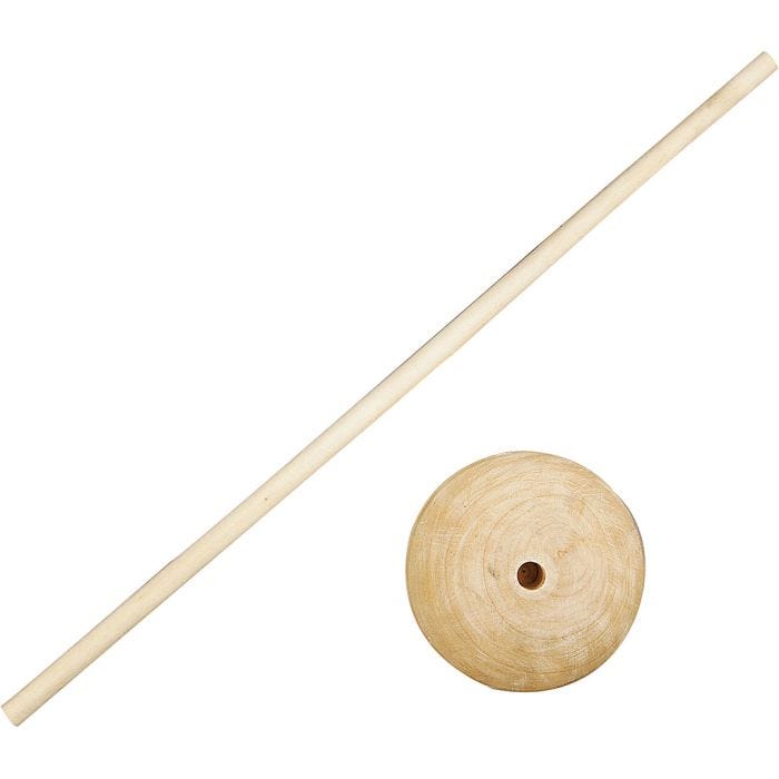 Supports en bois, H : 30 cm, d 6,5 cm, diamètre intérieur 8 mm, 5 set/ 1 Pq.