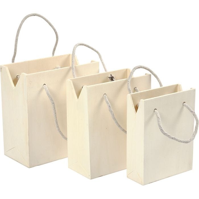 Sacs avec poignées, H : 12+14+16 cm, P: 5+7+9 cm, L : 16+16,5+18 cm, 3 pièces/ 1 set