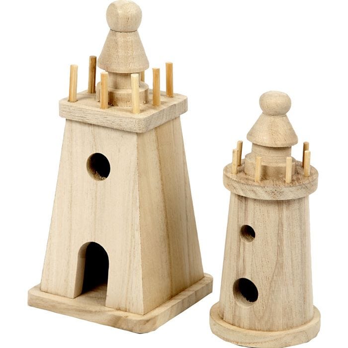 Phare, H : 13,5+18 cm, 2 pièces/ 1 Pq.