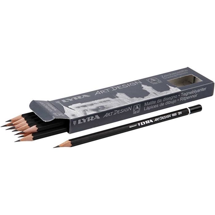 Crayons Gris Art Design, d 6,9 mm, 2H, mine 1,8 mm, 12 pièces/ 1 Pq.