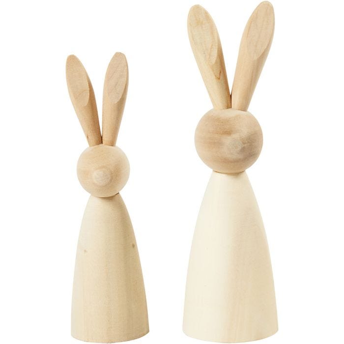 Lapins, H : 12+14 cm, P: 3,5+4 cm, 2 pièces/ 1 Pq.