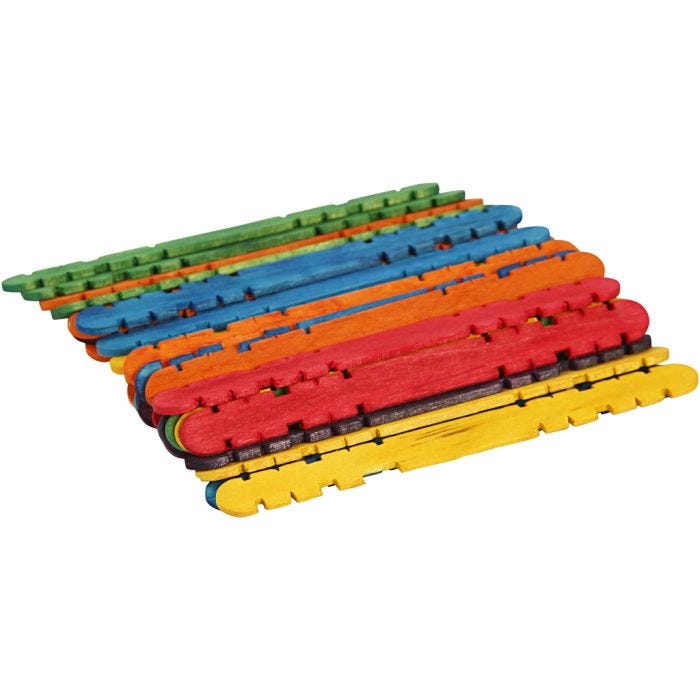 Bâtons de construction, L : 11,4 cm, L : 10 mm, ass. de couleurs, 30 pièces/ 1 Pq.