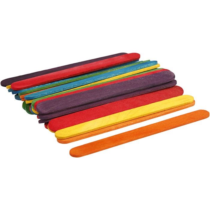 Bâtonnets de glace, L : 11,4 cm, L : 10 mm, ass. de couleurs, 30 pièces/ 1 Pq.
