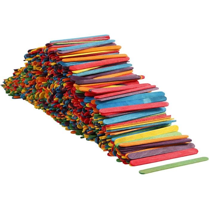 Bâtonnets de glace, L : 11,4 cm, L : 10 mm, ass. de couleurs, 1000 pièces/ 1 Pq.