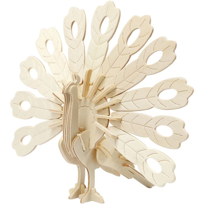 Figurine à assembler en 3D, paon, 10x20,5x17,5 cm, 1 pièce