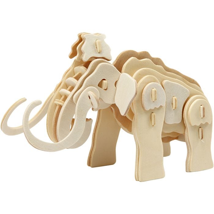 Figurine à assembler en 3D, mammouth, 19x8,5x11 cm, 1 pièce