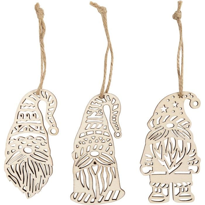 Scandinavische kerstkabouter, H: 8 cm, B: 4 cm, 6 stuk/ 1 doos