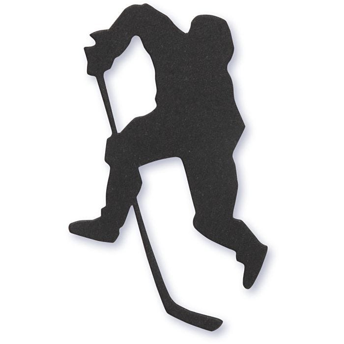 Étiquette en carton, joueur de hockey sur glace, dim. 54x64 mm, noir, 10 pièces/ 1 Pq.