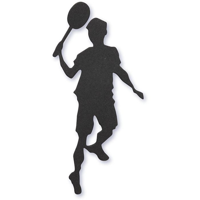 Étiquette en carton, joueur de badminton, dim. 40x90 mm, noir, 10 pièces/ 1 Pq.