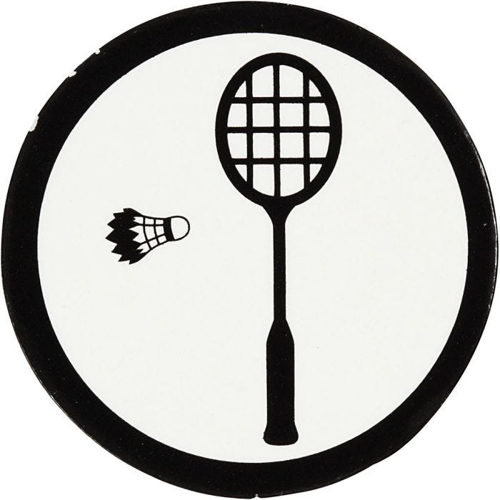 Étiquette en carton, raquette de badminton, d 25 mm, blanc/noir, 20 pièces/ 1 Pq.