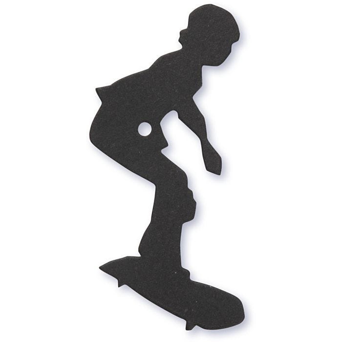 Étiquette en carton, skater, dim. 56x67 mm, noir, 10 pièces/ 1 Pq.