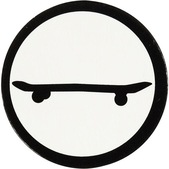 Étiquette en carton, skateboard, d 25 mm, blanc/noir, 20 pièces/ 1 Pq.