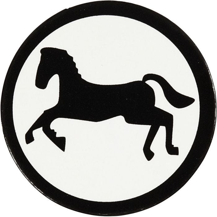 Étiquette en carton, cheval, d 25 mm, blanc/noir, 20 pièces/ 1 Pq.