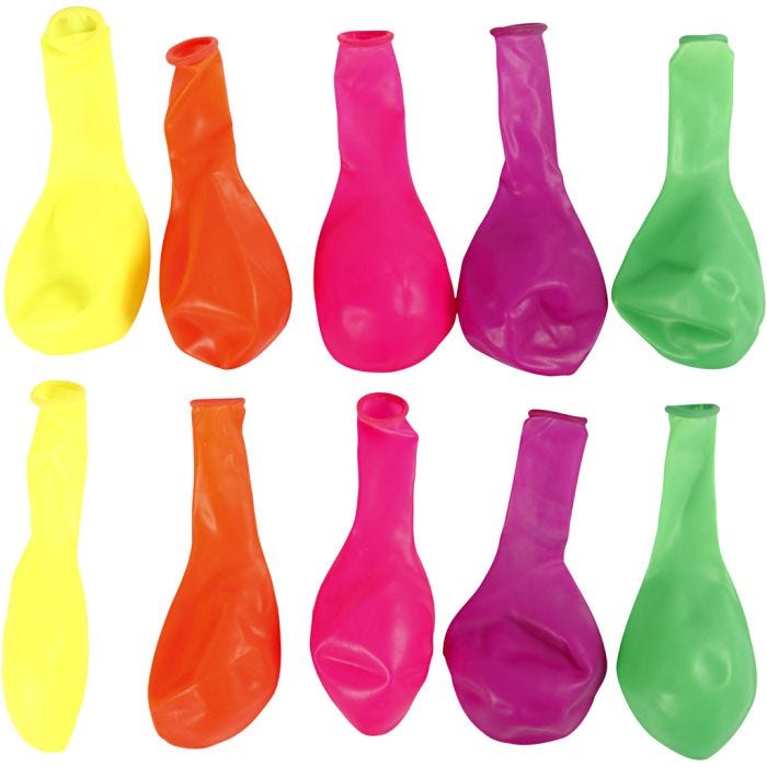 Ballons, rond, d 23 cm, couleurs néons, 10 pièces/ 1 Pq.