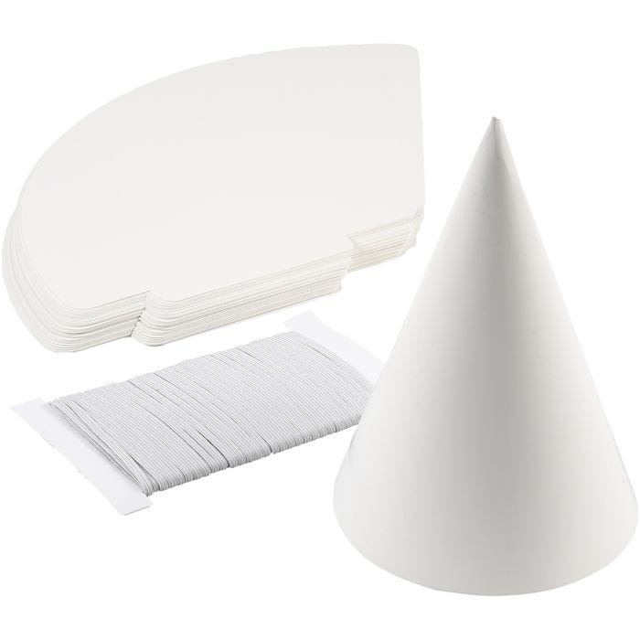 Cônes, H : 23 cm, d 16,5 cm, 230 gr, blanc, 50 pièces/ 1 Pq.