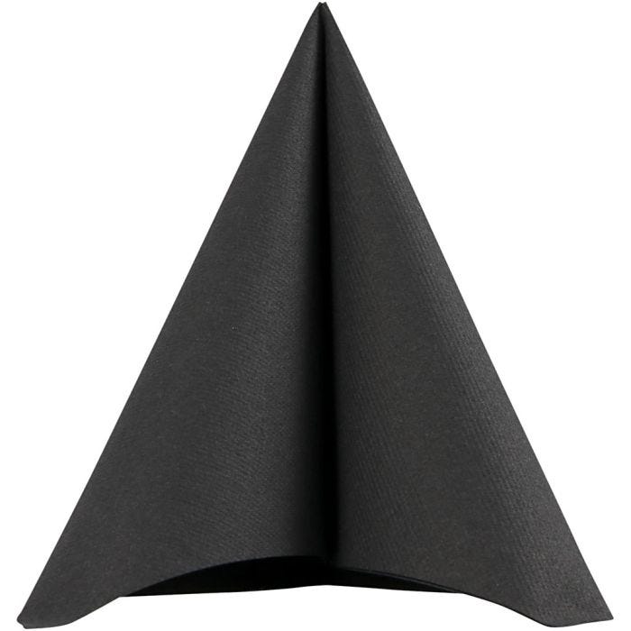 Serviettes de table, dim. 40x40 cm, 60 gr, noir, 20 pièces/ 1 Pq.