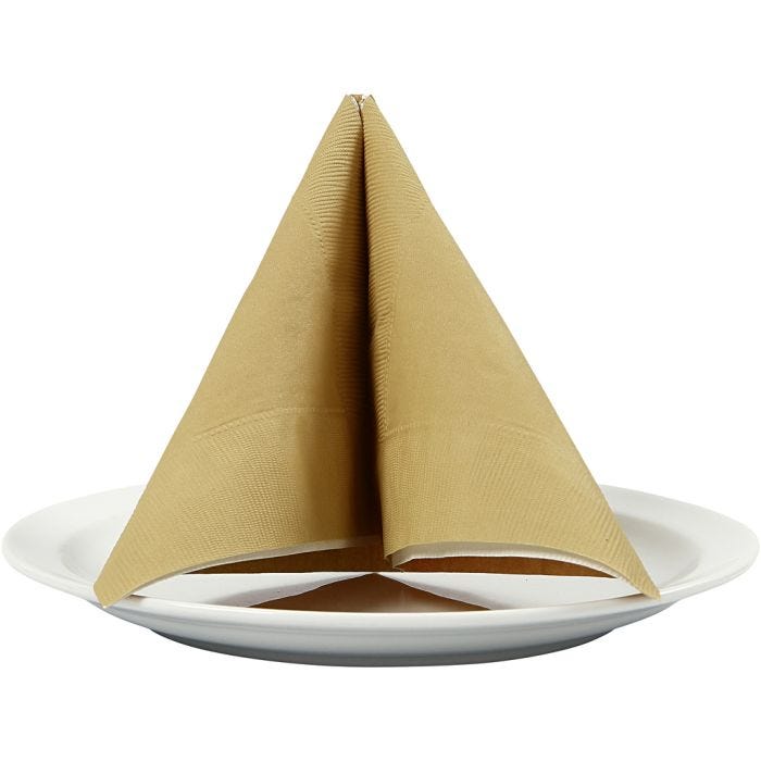 Serviettes de table, dim. 40x40 cm, 60 gr, or, 20 pièces/ 1 Pq.