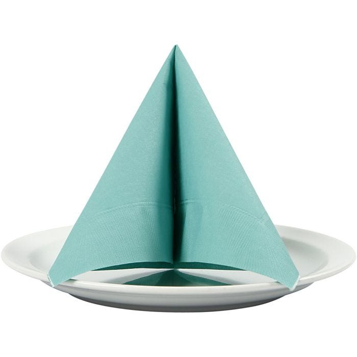 Serviettes de table, verso blanc, dim. 33x33 cm, turquoise clair, 20 pièces/ 1 Pq.