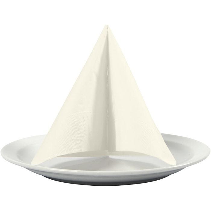 Serviettes de table, Verso blanc, dim. 33x33 cm, blanc cassé, 20 pièces/ 1 Pq.