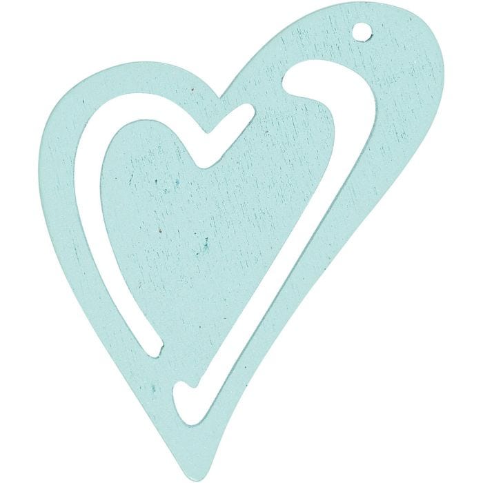Coeur, dim. 55x45 mm, ép. 2 mm, turquoise, 10 pièces/ 1 Pq.