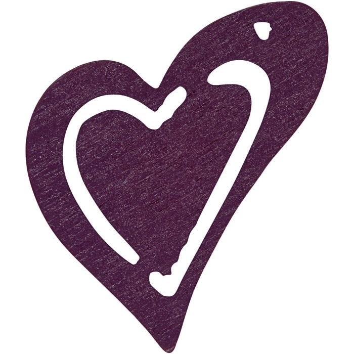 Coeur, dim. 25x22 mm, ép. 1,7 mm, violet foncé, 20 pièces/ 1 Pq.