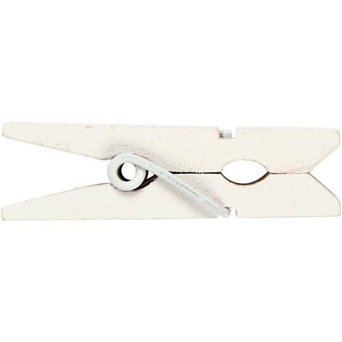 Mini pince à linge, dim. 35x7 mm, ép. 9 mm, blanc, 20 pièces/ 1 Pq.