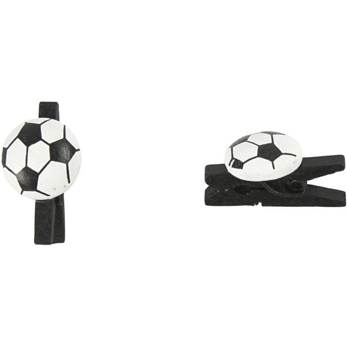 Pince avec ballon de foot, dim. 14x25 mm, ép. 12 mm, noir, 10 pièces/ 1 Pq.