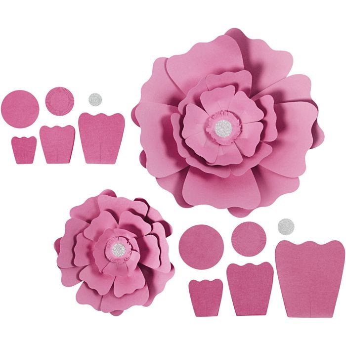 Fleurs en papier, d 15+25 cm, 230 gr, rose clair, 2 pièces/ 1 Pq.