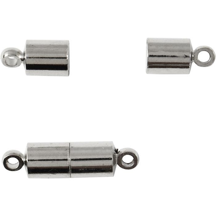 Fermoirs magnétiques, L : 15 mm, d 5 mm, argenté, 10 pièces/ 1 Pq.