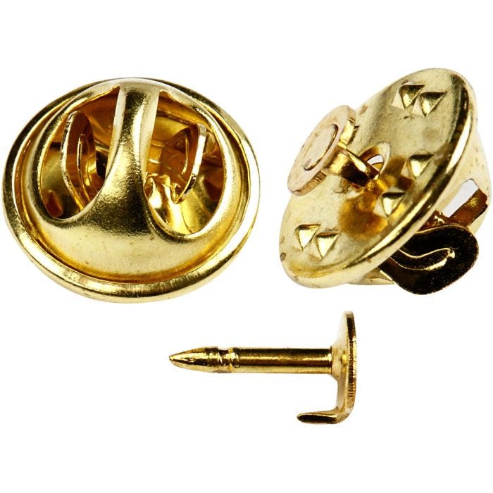 Pins bouton, d 11,5 mm, doré, 25 pièces/ 1 Pq.