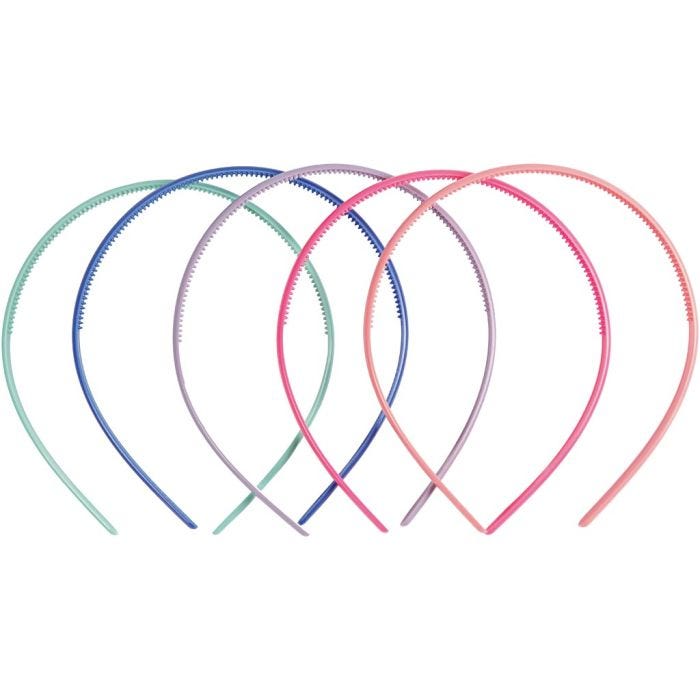 Diadèmes, L : 8 mm, ass. de couleurs, 25 pièces/ 1 Pq.
