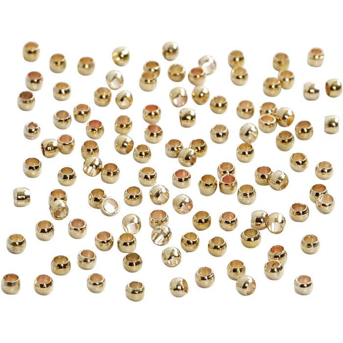 Perles à écraser, d 2 mm, or, 100 pièces/ 1 Pq.
