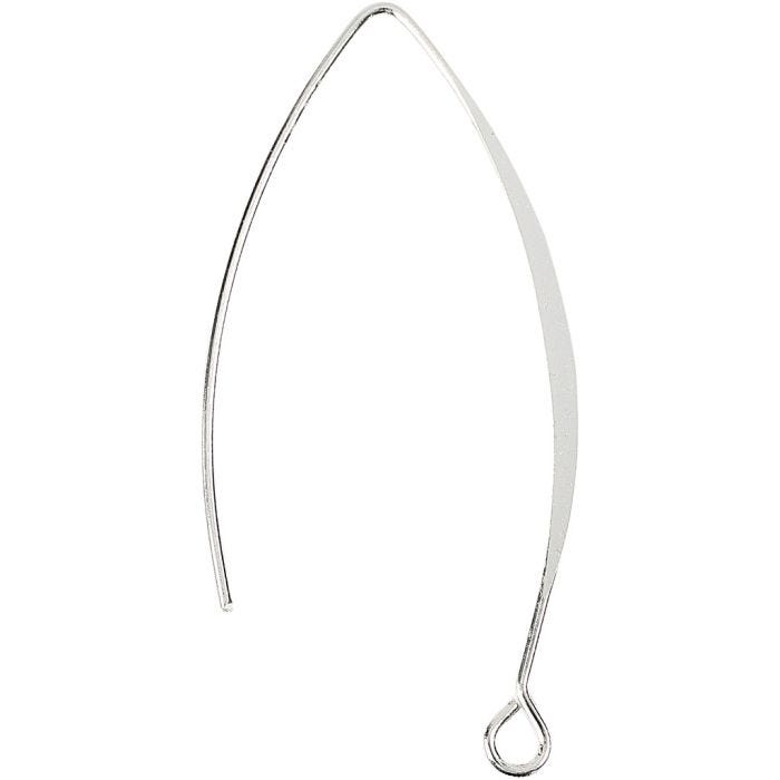 Attache boucles d'oreilles, H : 42 mm, diamètre intérieur 2 mm, argenté, 30 pièces/ 1 Pq.